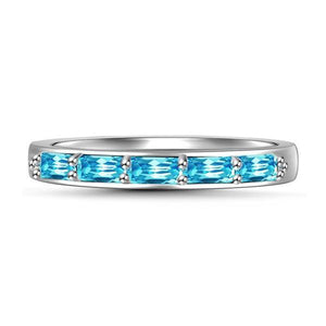 Blue Zirconia Simple Ring 925 Sterling Silver For Women Girls - MadeMineAU