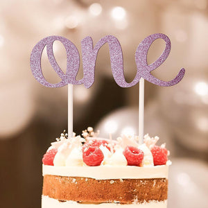 One Cake Topper - Glitter Purple - First Birthday First Birthday 1st Birthday First Year - MadeMineAU
