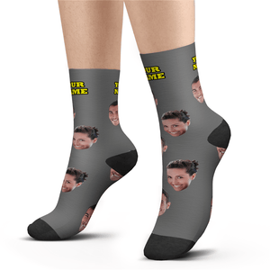 Custom Happy Photo Socks With Your Text Colorful
