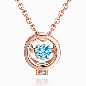 Rose Gold Pendant Necklace Blue Round Stone For Women - MadeMineAU