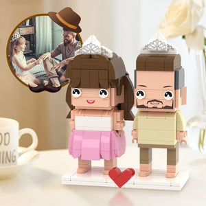 Gifts for Father Full Custom 2 People Brick Figures Mother's Gift Custom Brick Figures Small Particle Block Toy