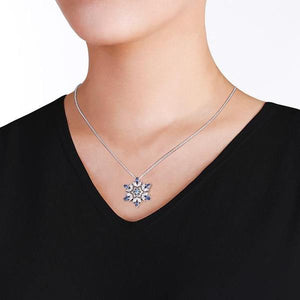 Blue Snowflake Necklace Winter Pendant Necklace Gifts For Her - MadeMineAU