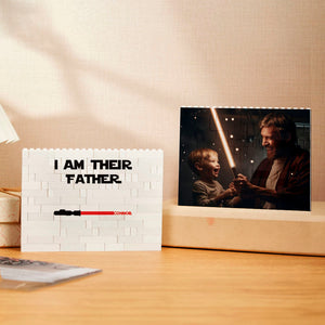 Gift For Dad Personalised Building Brick Custom Photo Block Square Shape I AM Their Father Block Custom Light Saber Gifts
