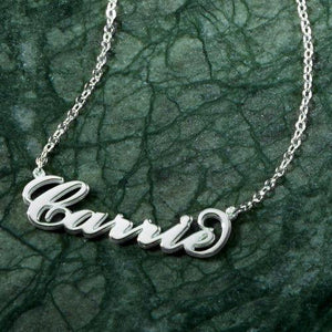 Carrie Style Name Necklace Silver - MadeMineAU