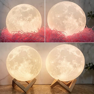 Custom 3D Printing Photo Moon Lamp &Engraved Words - Touch 2 Colors - photowatch