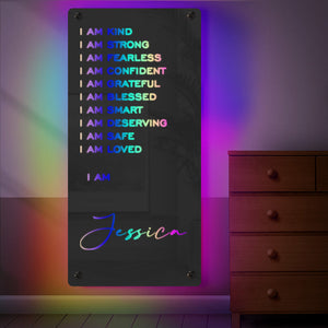 Affirmations Mirror - I Am Mirror Light Colorful Bedroom Lamp - MadeMineAU