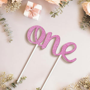 One Cake Topper - Glitter Pink - First Birthday First Birthday 1st Birthday First Year - MadeMineAU