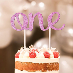 One Cake Topper - Glitter Purple - First Birthday First Birthday 1st Birthday First Year - MadeMineAU