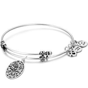 Carnation Engraved Silver Charm Bangle For Mother - MadeMineAU