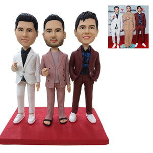 Fully Customizable 3 person Custom Bobblehead With Engraved Text