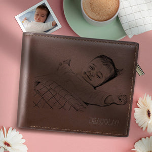 Au Men's Brown Custom Photo Wallets - Best Gift Choice