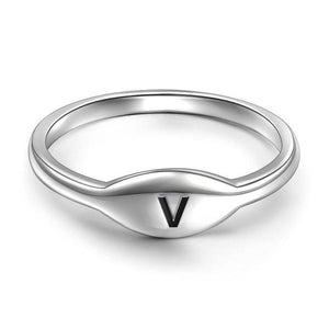Lettering V Simple Silver Ring For Girls Birthday Gift - MadeMineAU