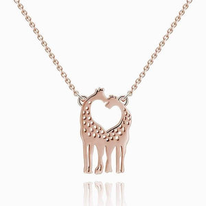 Couple Giraffes Necklace Rose Gold In Silver For Women - MadeMineAU