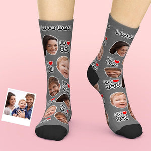 Custom Face Socks Add Pictures And Name Father's Day Gift - We Love You