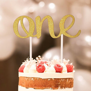 One Cake Topper - Glitter Pink - First Birthday First Birthday 1st Birthday First Year - MadeMineAU