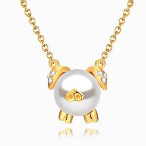 Pig 14K Gold Necklace With Swarovski Pearl Length Adjustable For Women Girls - MadeMineAU