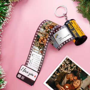 Custom Calendar Camera Roll Keychain Personalized Photo Film Keychain With Text Gifts For Lover