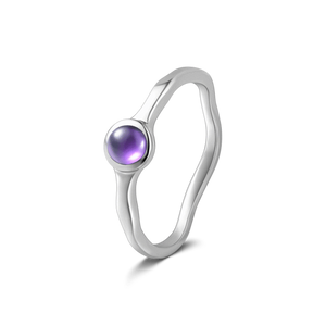 Purple Crystal Silver Wedding Ring For Women Girls - MadeMineAU