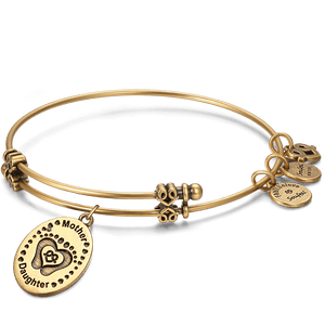 Love Engraved Charm Bangle Gold Plated For Mother Daughter - MadeMineAU