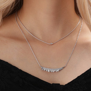 Leaf in the Wind Necklace Double Chain Necklace Platinum Plated - MadeMineAU