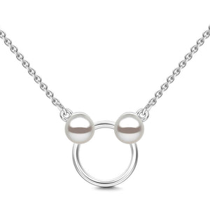 Mickey Necklace With Swarovski Pearl Silver Plated For Girls - MadeMineAU