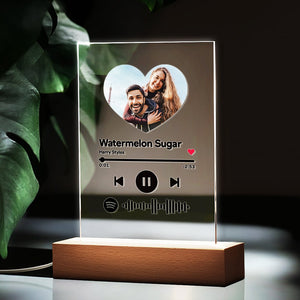 Spotify Photo Custom Spotify Code Keychain, Plaque & Night Light Gift For Lover- Heart Shaped