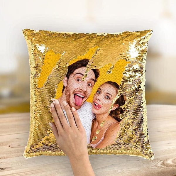 High Quality - Custom Magic Sequins Photo Pillow Multicolor - MadeMineAU