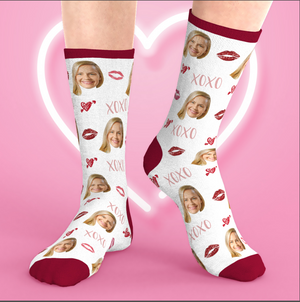 Valentines Day Photo Socks Custom Socks-Kiss - MadeMineAU