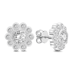 Flower Zircon Stud Earrings Sterling Silver For Women Girls - MadeMineAU