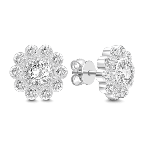 Flower Zircon Stud Earrings Sterling Silver For Women Girls - MadeMineAU