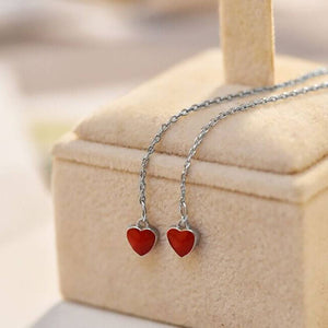 Red Heart Fashion Ear Chain 925 Sterling Silver For Girls - MadeMineAU