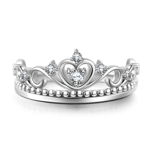 Heart Crown Silver Ring For Women Girls Birthday Gift - MadeMineAU