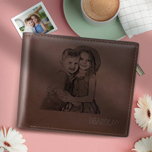 Au Men's Brown Custom Photo Wallets - Best Gift Choice For Dad