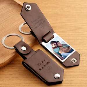 Drive Safe Keychain Gift for LGBT Custom Leather Photo Text Keychain with Engraved Text - myphotowalletau