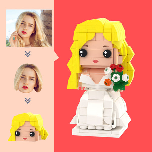 Custom Brick Figures Wedding Dress Figures Head Customizable Brick Art Gifts For Brides