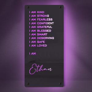 Affirmations Mirror - I Am Mirror Light Colorful Bedroom Lamp - MadeMineAU