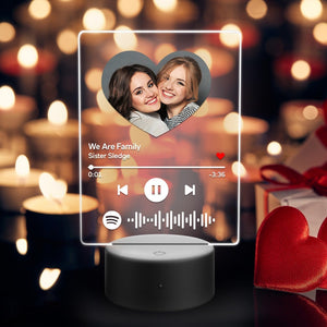 Scannable Heart Shaped Custom Photo Spotify Night Light 7 Colors For Family