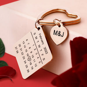 Custom Calendar Keychain Heart Shape Keychain Gifts For Anniversary