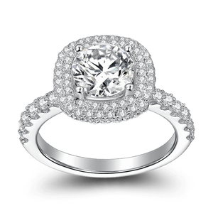 Pure Love Wedding Halo Ring With Zircon Sterling Silver For Women Girls - MadeMineAU