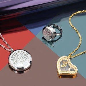 Heart Necklace with Crystal Floating Locket Alloy Anniversary Gifts - MadeMineAU