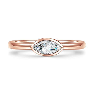 Droplet Rose Gold Wedding Halo Ring For Women - MadeMineAU