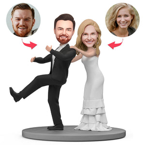 Wedding Couple Duet Dance Custom Bobblehead with Engraved Text - MadeMineAU