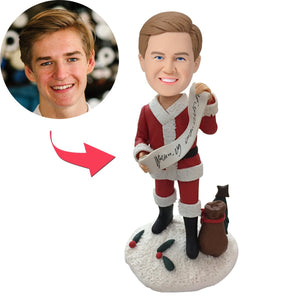 Custom Bobbleheads Christmas Man With Merry Christmas Banner With Engraved Text Gift For Christmas