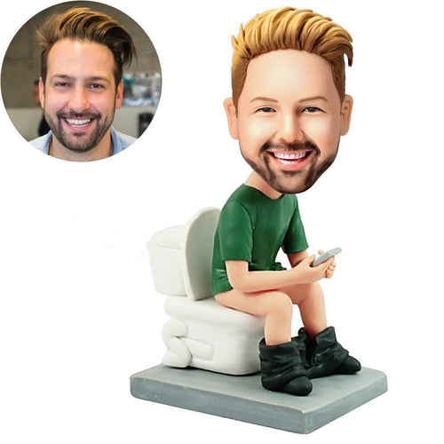 The Man On The Toilet Custom Bobblehead With Engraved Text