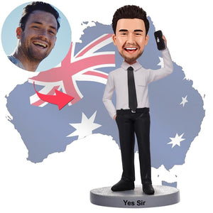 AU Sales-Custom Man On The Phone Bobbleheads With Engraved Text Gift For Man
