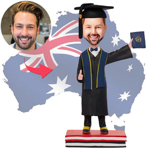 AU Sales-Custom Graduation Man Hold Diploma Bobbleheads With Engraved Text Gift For Graduation
