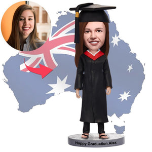 AU Sales-Custom Graduation Happy Girl Bobbleheads With Engraved Text Gift For Graduation