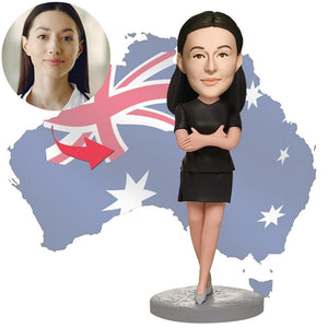 AU Sales-Custom Arms Folded Business Woman Bobbleheads With Engraved Text Gift For Her