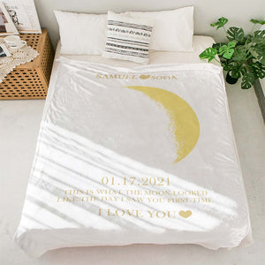 Custom Moon Phase Blanket Personalized Names Multistyle Background Blanket Birthday Gift - MadeMineAU