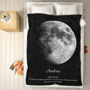 Custom Moon Phase Blanket Personalized Names Birthday Gift - MadeMineAU
